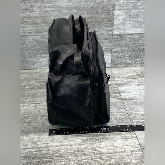 DunHill Leather Black Computer Shoulder Work Business Bag Messenger France Zip - Picture 15 of 16